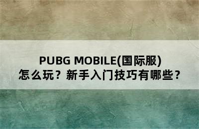 PUBG MOBILE(国际服)怎么玩？新手入门技巧有哪些？